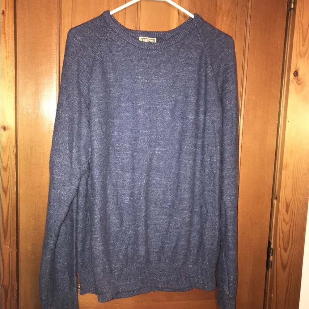 L.L.Bean Organic Cotton Crew Sweater Grey Men’s Size Large 510586 Blue